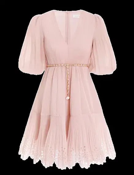 Zimmermann Pleated Mini Dress In Ballet  Size 3 AU 14 photo 4