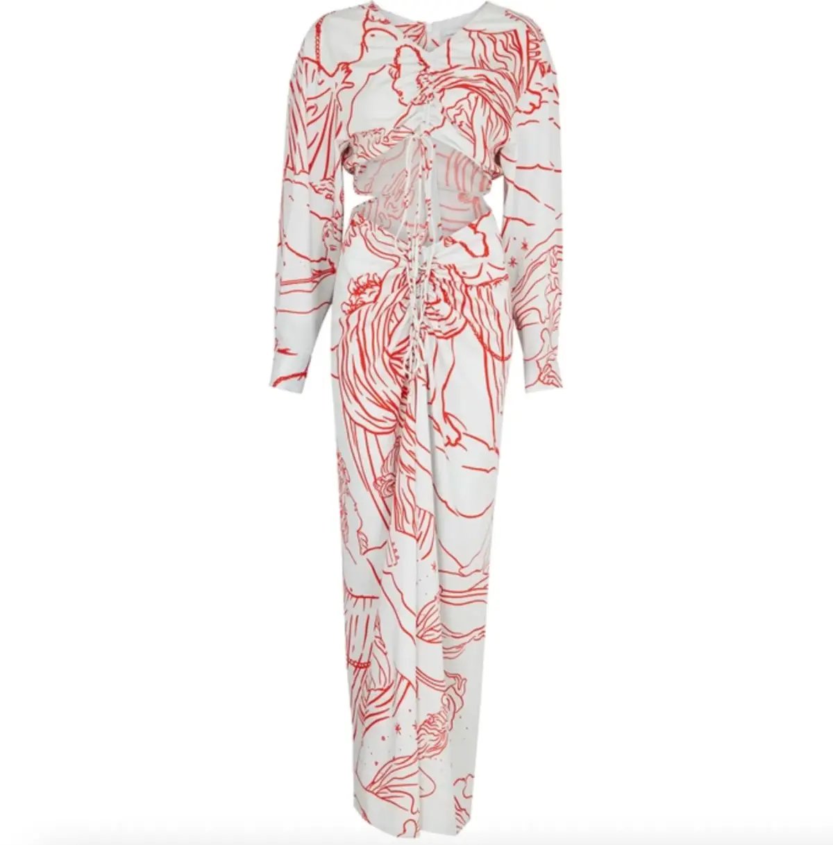 Christopher Esber Ruched Disconnect Shirt Dress Odyssey Print in Red/Ice  Size 4 AU photo 2