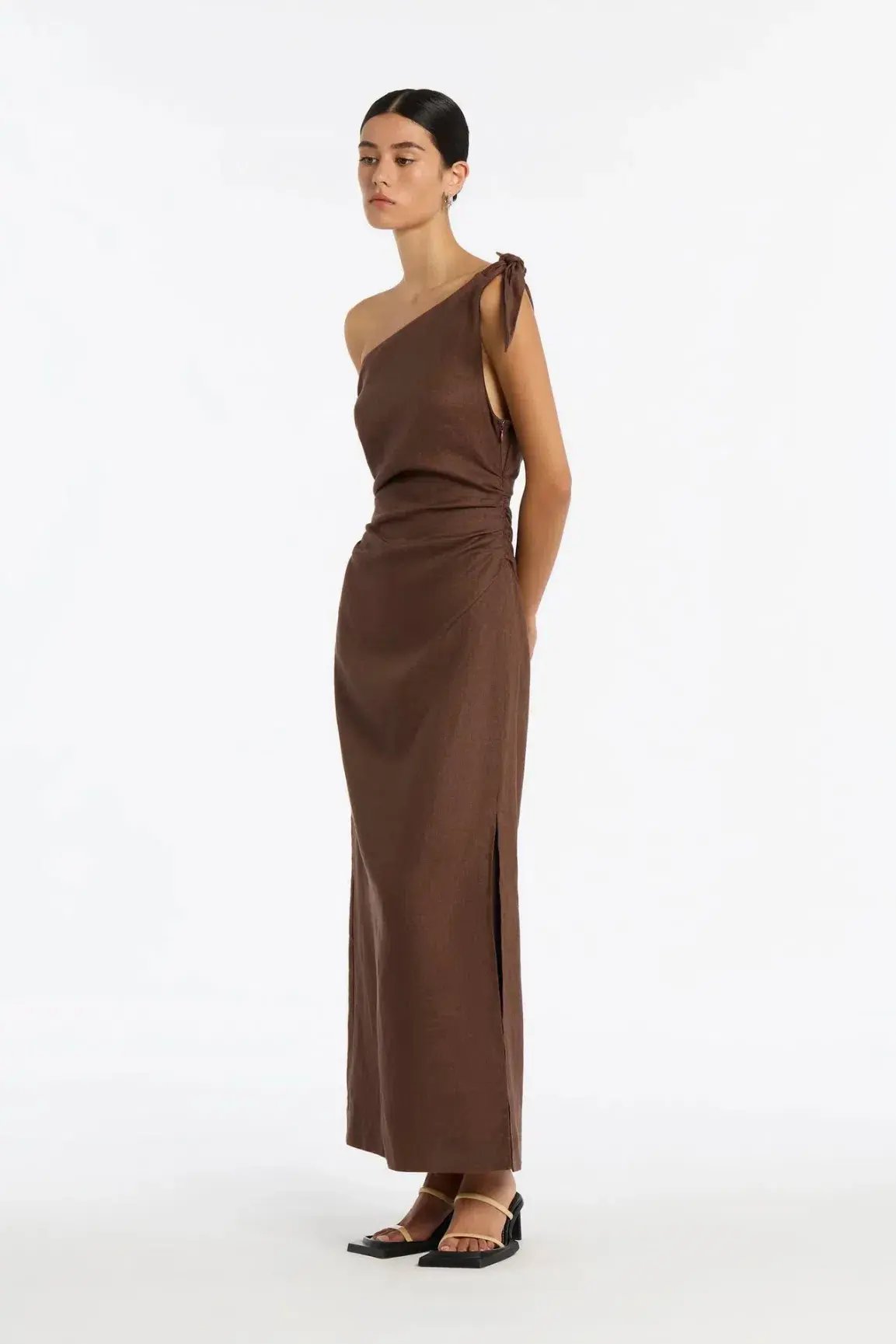 Sir The Label Bettina Off The Shoulder Dress Brown Size 6 photo 4