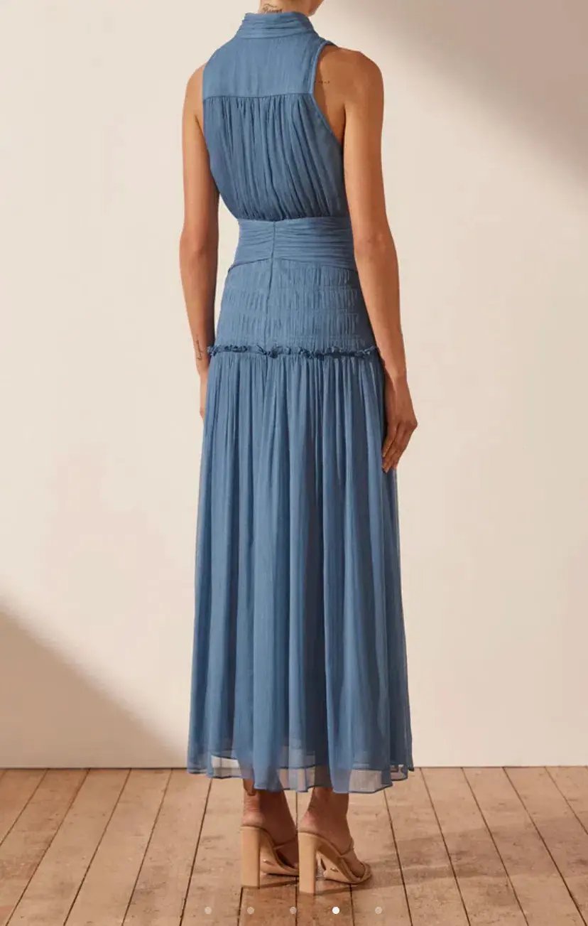 Shona Joy Noemi Sleeveless Button Up Midi Dress Ocean Size 10 / M photo 2