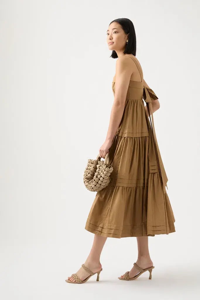 Aje Sophie Tiered Midi Dress in Willow Brown Size 10 photo 3