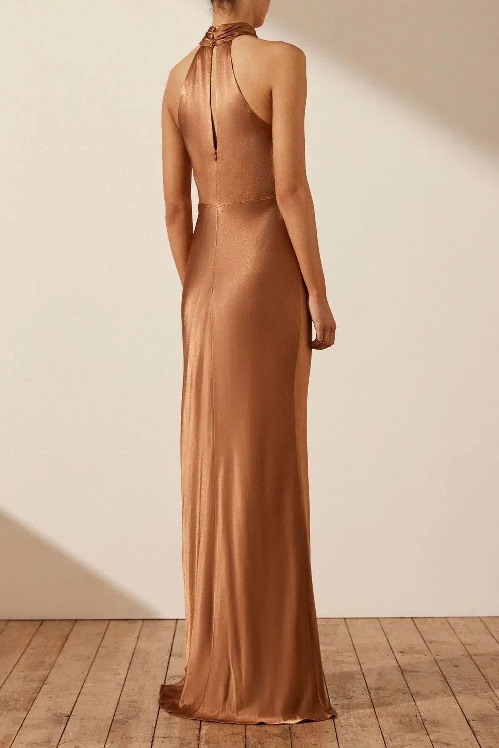 Shona Joy La Lune High Neck Twist Maxi Dress Almond Size 10 photo 3