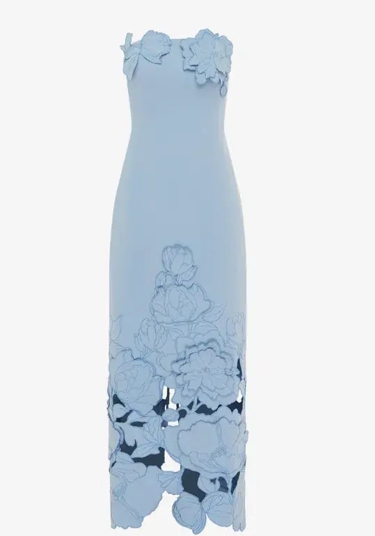 Leo Lin Rayna Appliqué Bustier Maxi Dress Light Blue - Size 12 photo 4