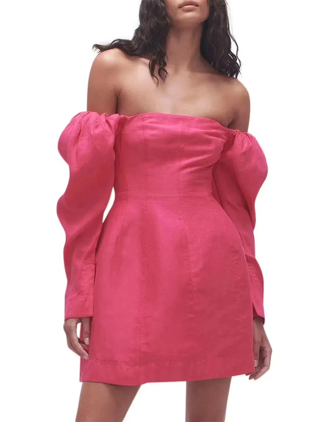 Aje Baret Sleeved Mini Dress in Pink Size 12 photo 4