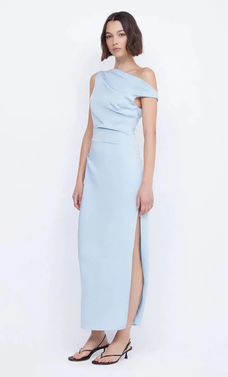 Bec & Bridge Rochelle Asym Midi Dress Dolphin Blue Size 8 photo 2
