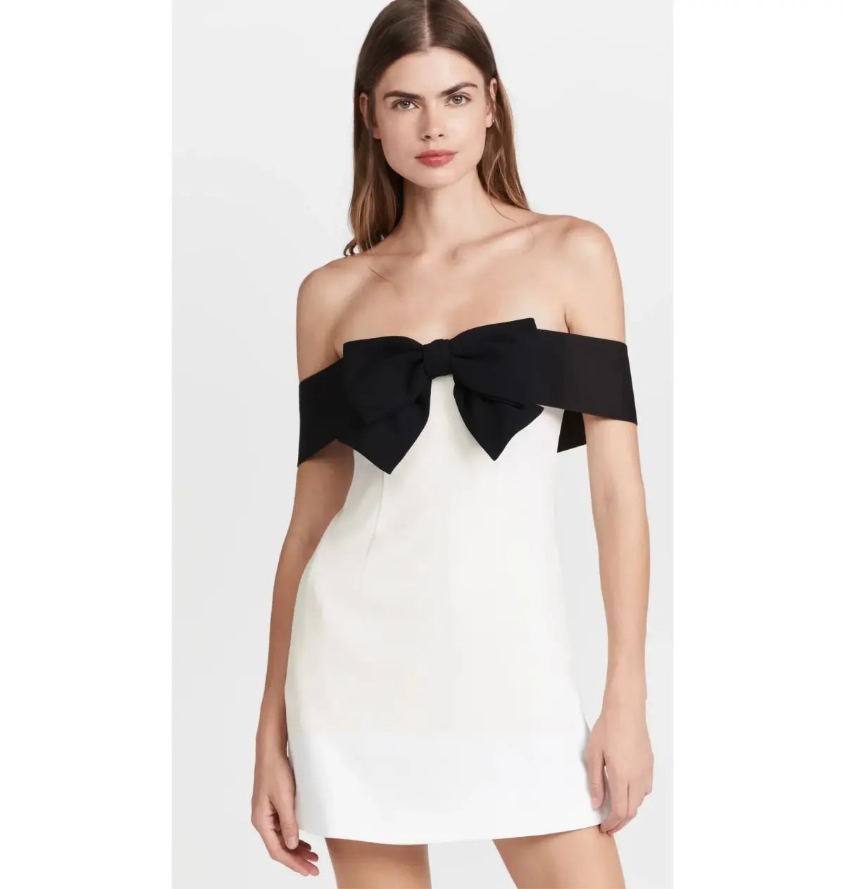 Self-Portrait Off-Shoulder Bow Mini Dress White Size AU 6 photo 3
