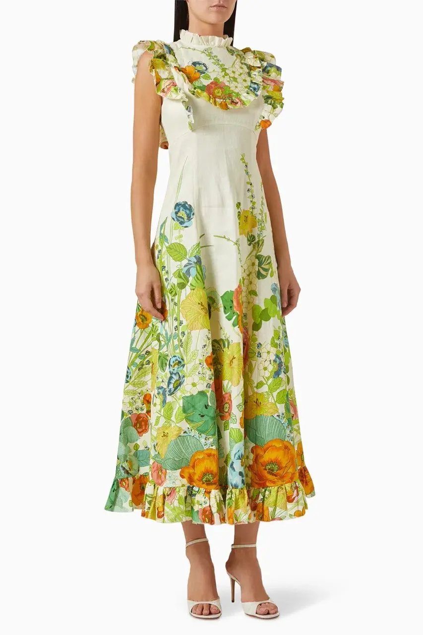 Alemais Constance Midi Ruffle Dress Floral Size 8 AU photo 6