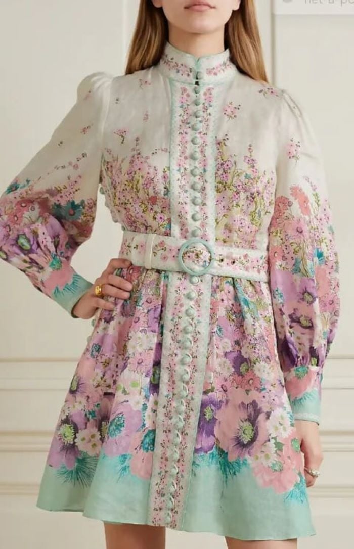 Zimmermann Jude Belted Floral-Print Linen Mini Dress Floral photo 2