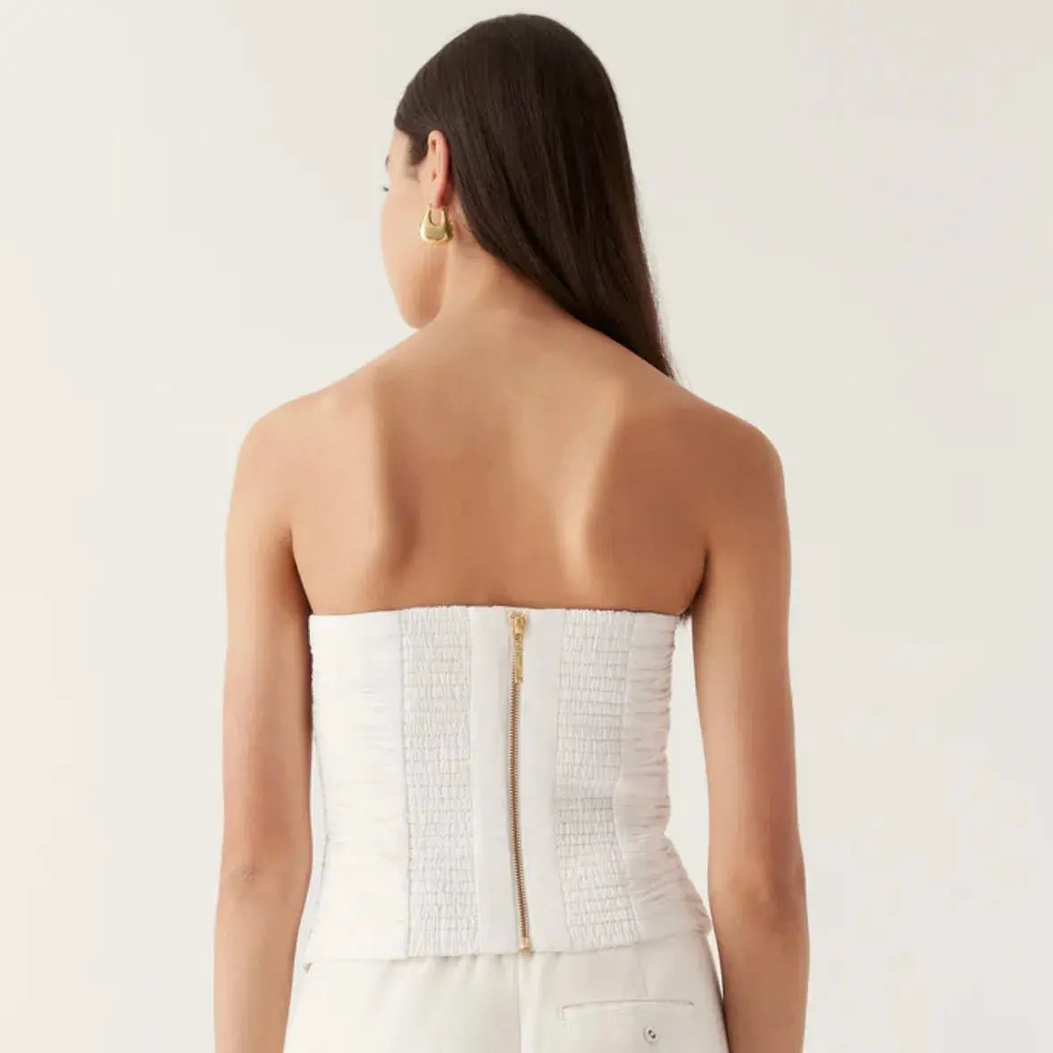 Aje Sunbeam Ruched Bustier Ivory Size 4 photo 3
