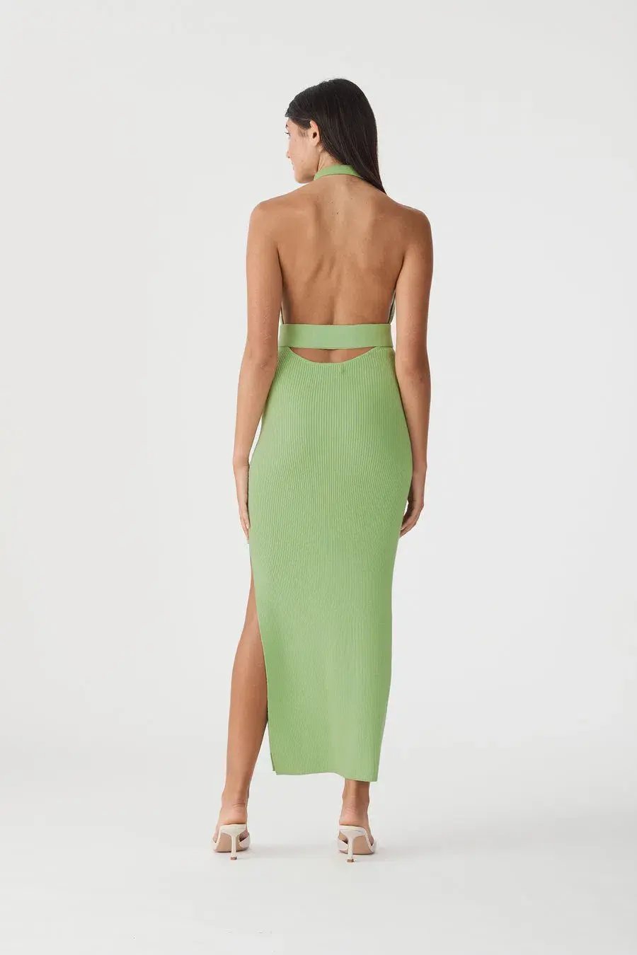 San Sloane Drake Rib Midi Dress in Pistachio Green Size 8 photo 3