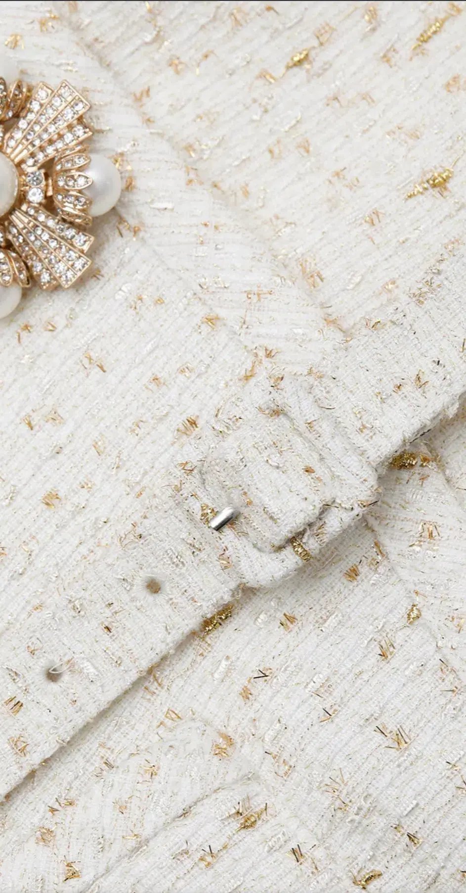 Self-Portrait Cream Metallic Boucle Mini Jacket Dress Size AU 8 photo 5