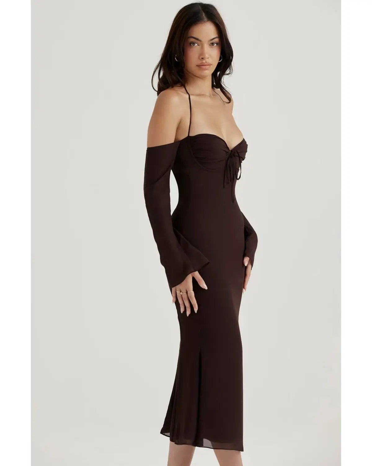 House of CB Naomi Midi Dress in Espresso Brown Size AU 6 photo 2