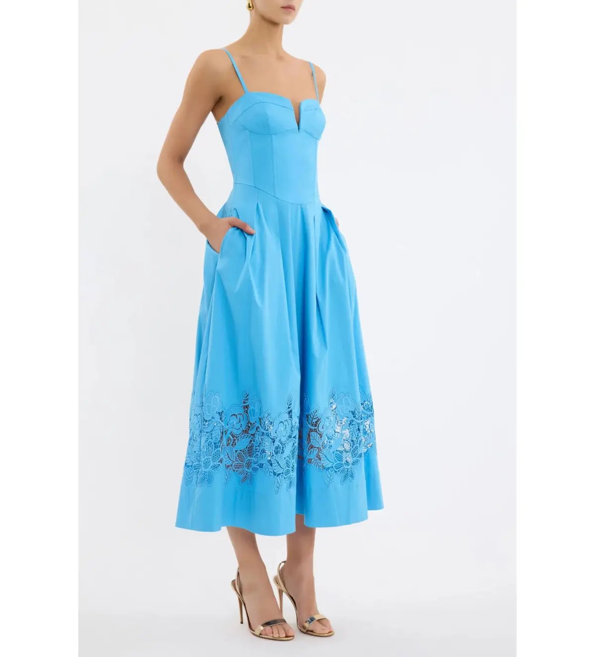 Rebecca Vallance Montreux Midi Dress Light Blue Size AU 12 photo 2