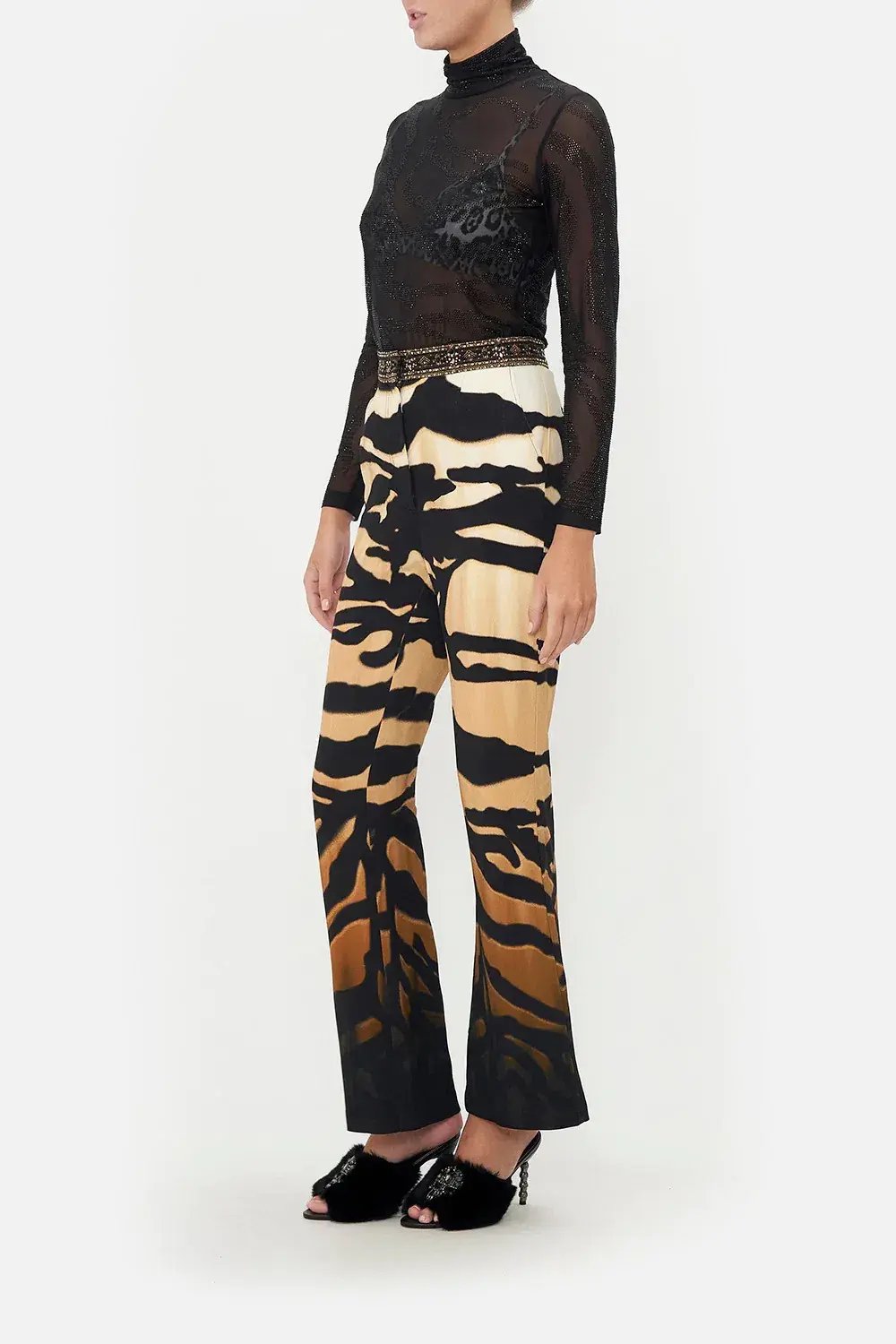 Camilla Jersey Turtleneck Tame My Tiger Black with Camilla Cool For Cats Soft Bra & Camilla Full Length Flared Pant Tame My Tiger (L / AU14) photo 5