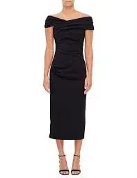 MISHA Brielle Off-Shoulder Midi Dress Black Size 12 photo 2