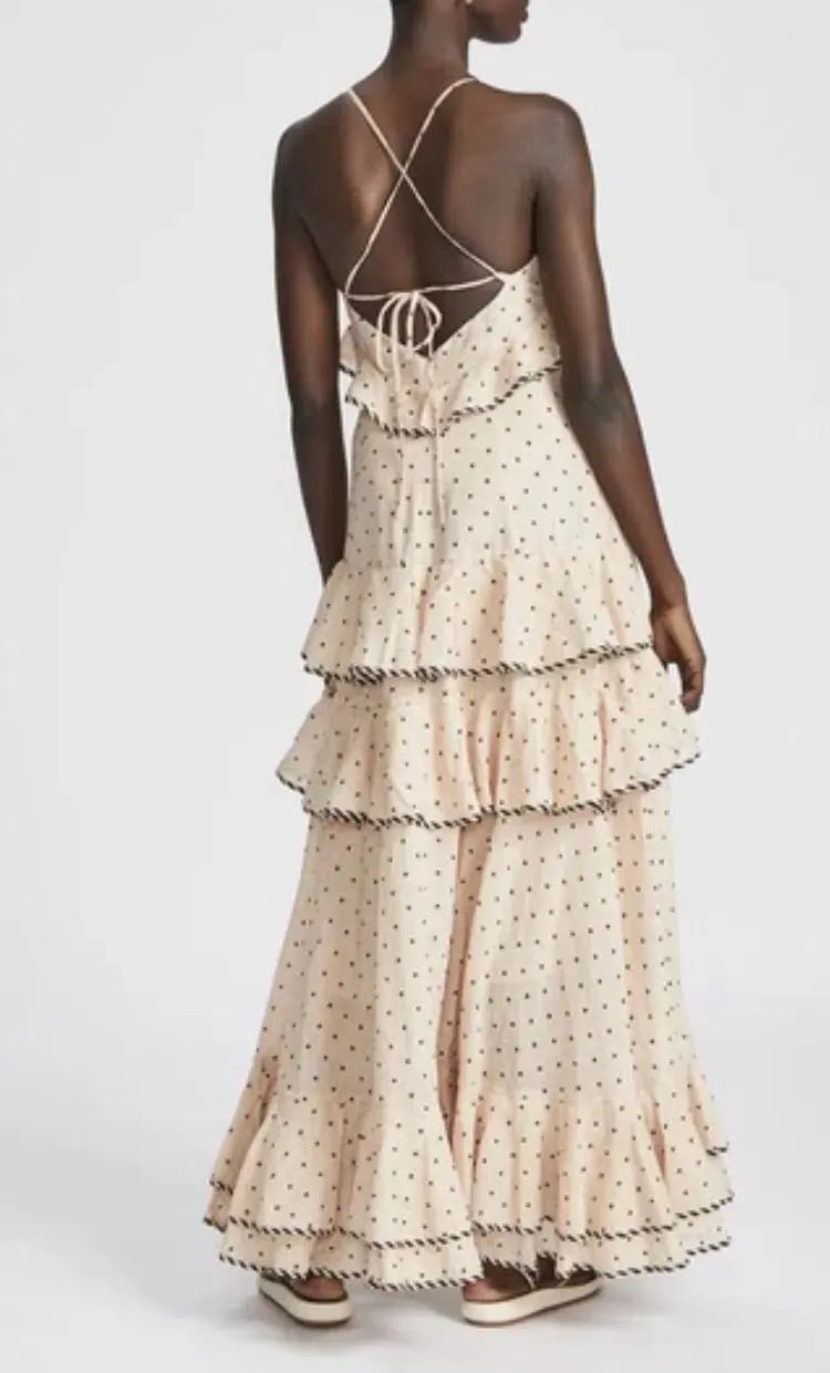 Alemais Ruffle Tiered Maxi Polka Dot Dress Print Size 6 photo 2