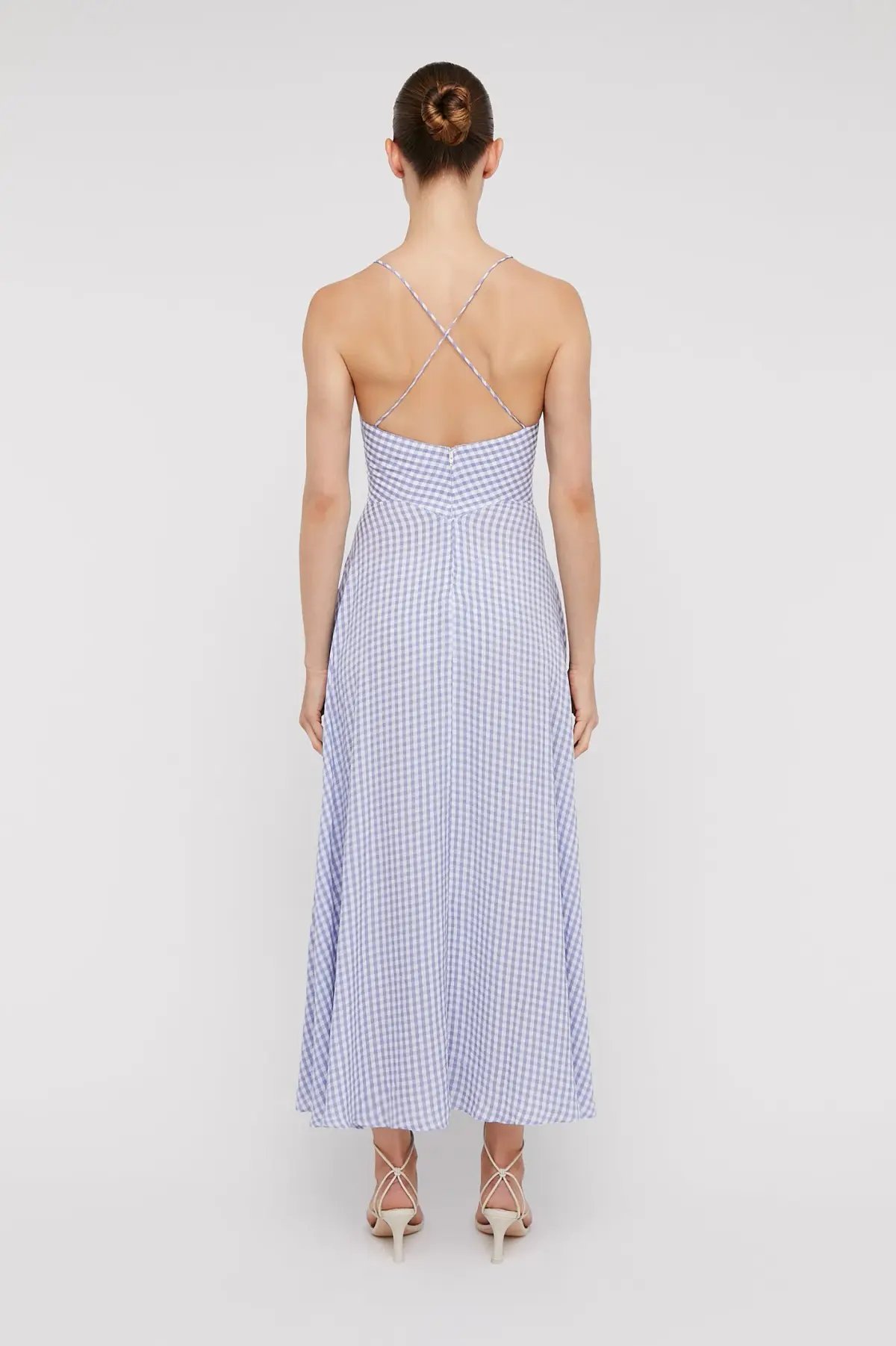 Scanlan Theodore Strappy Gingham Dress Mauve Size 6 photo 3