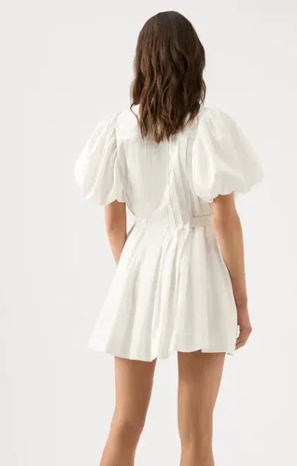 Aje Prairie Pleated Mini Dress Ivory Size 14 / XL photo 2