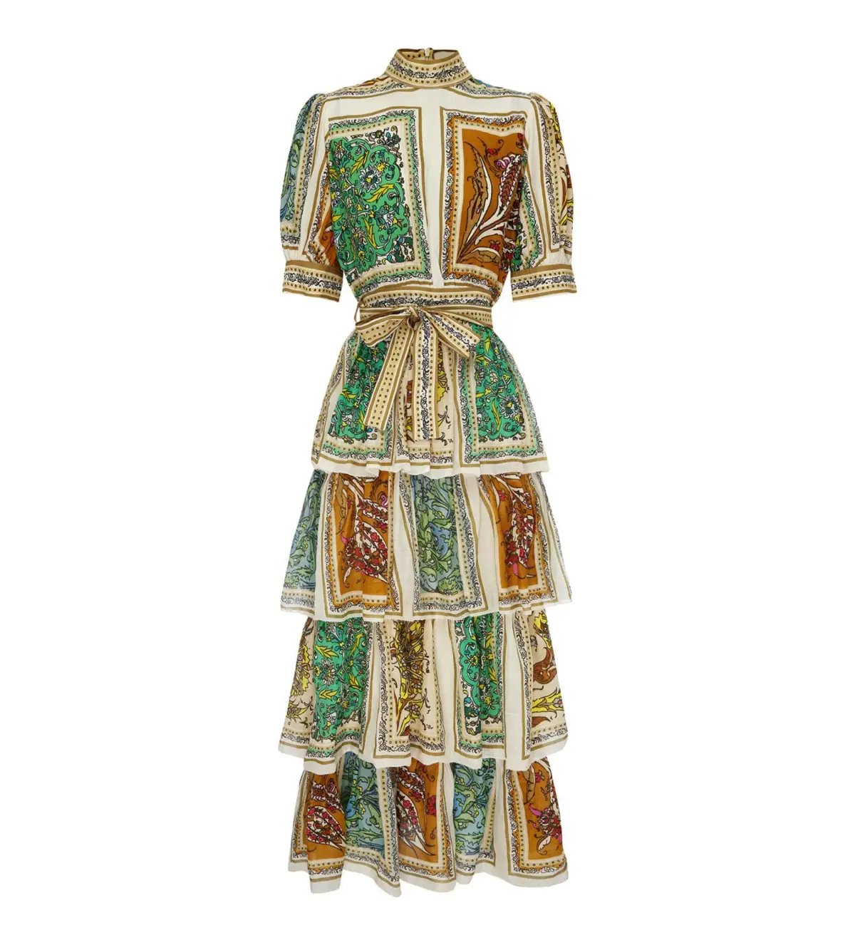 Alemais Delphine Tiered Midi Dress Multi Floral Size AU 10 photo 6