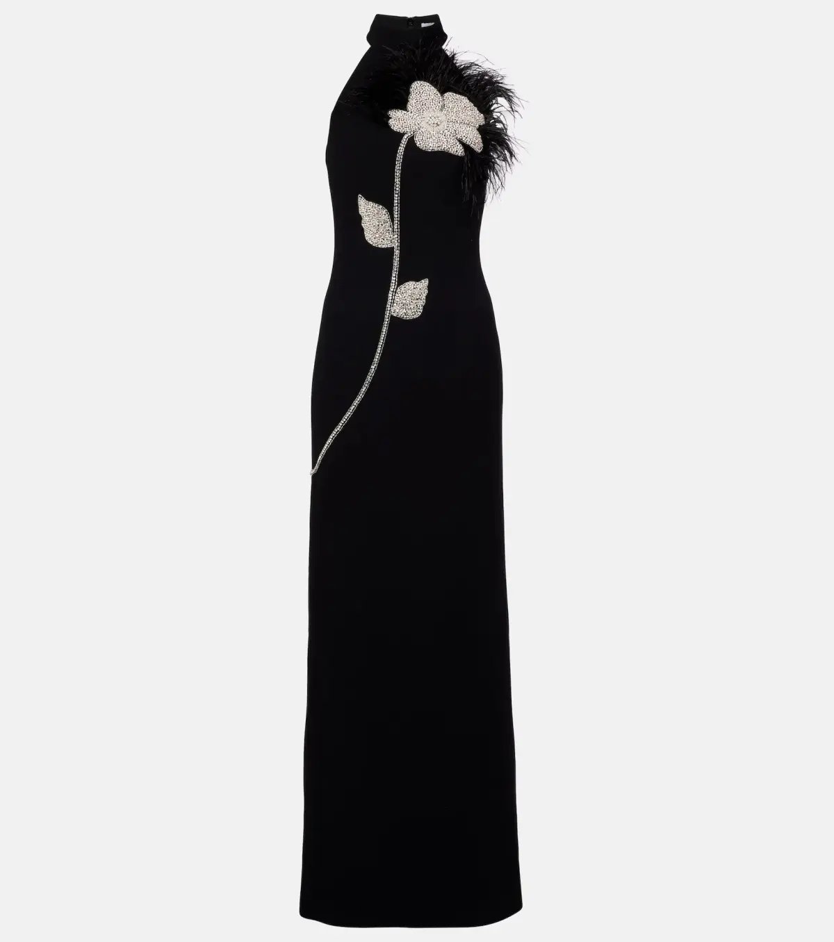Rebecca Vallance Starlight Embellished Feather Trimmed Gown in Black Size AU 8 photo 3