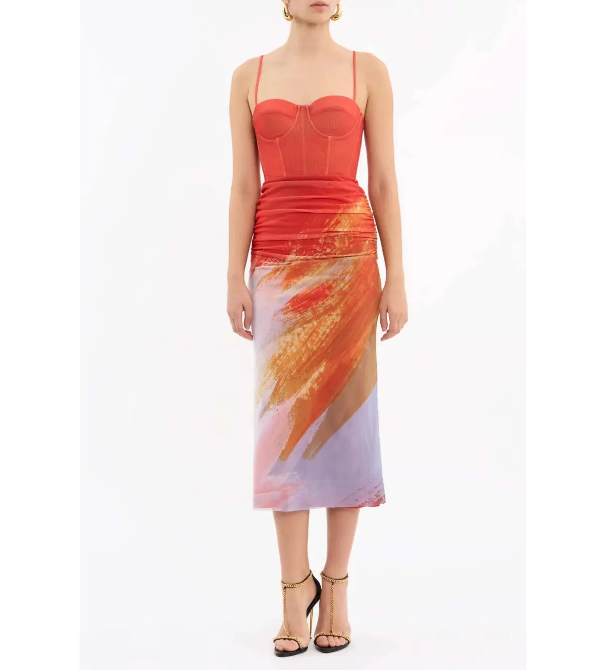 Rebecca Vallance Frida Corset Midi Dress Orange Size AU 8 photo 2