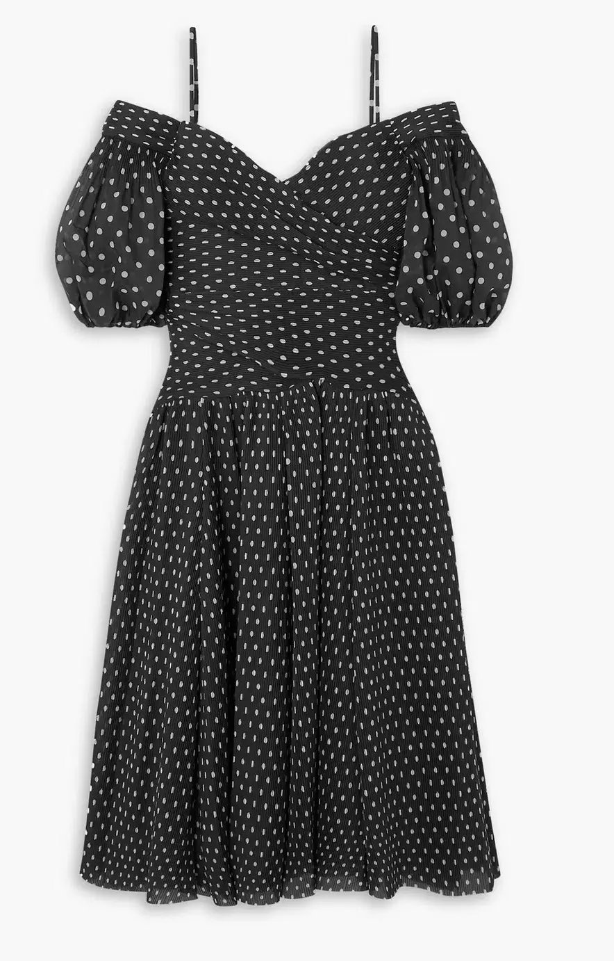 Zimmermann Polka Dot Plissé Chiffon Midi Dress Black Size 0 / AU 8 photo 7