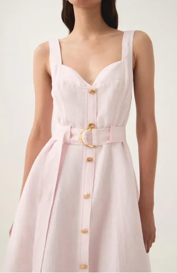 Aje Clay Belted Midi Dress in Pastel Pink Size AU 8 photo 5