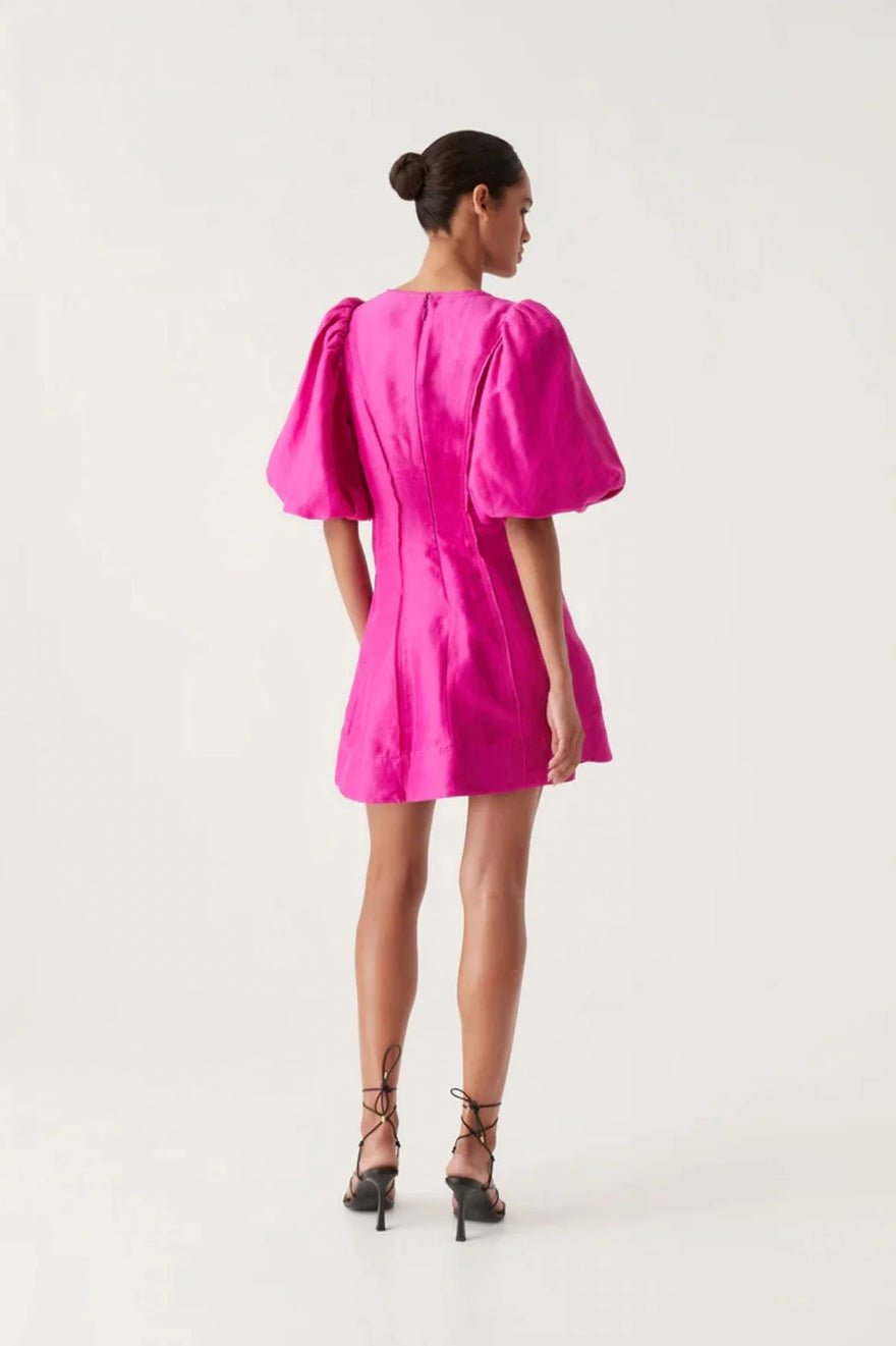 Aje Dusk Puff Sleeve Mini Dress - Deep Magenta photo 4