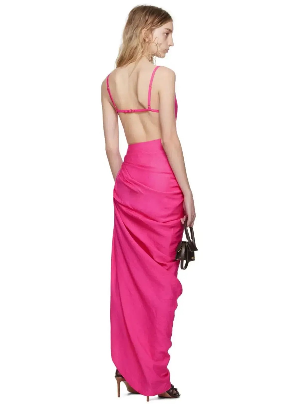 Jacquemus Le Raphia La Robe Saudade Maxi Dress Pink Size AU 8 photo 3
