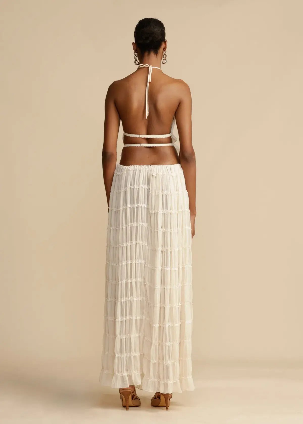 Arcina Ori Juliette Halter Top & Maxi Skirt Set Warm Cream Size L / AU 12 photo 5