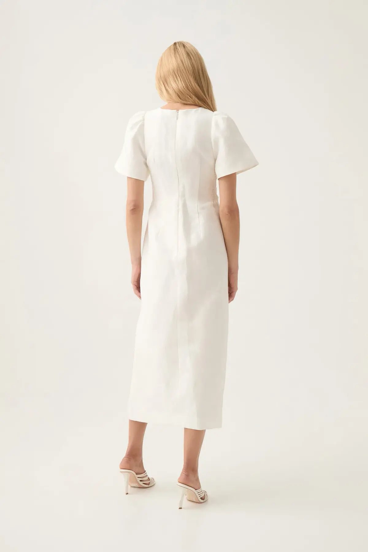 Aje Presence Twisted Midi Dress Ivory Size 12 photo 3
