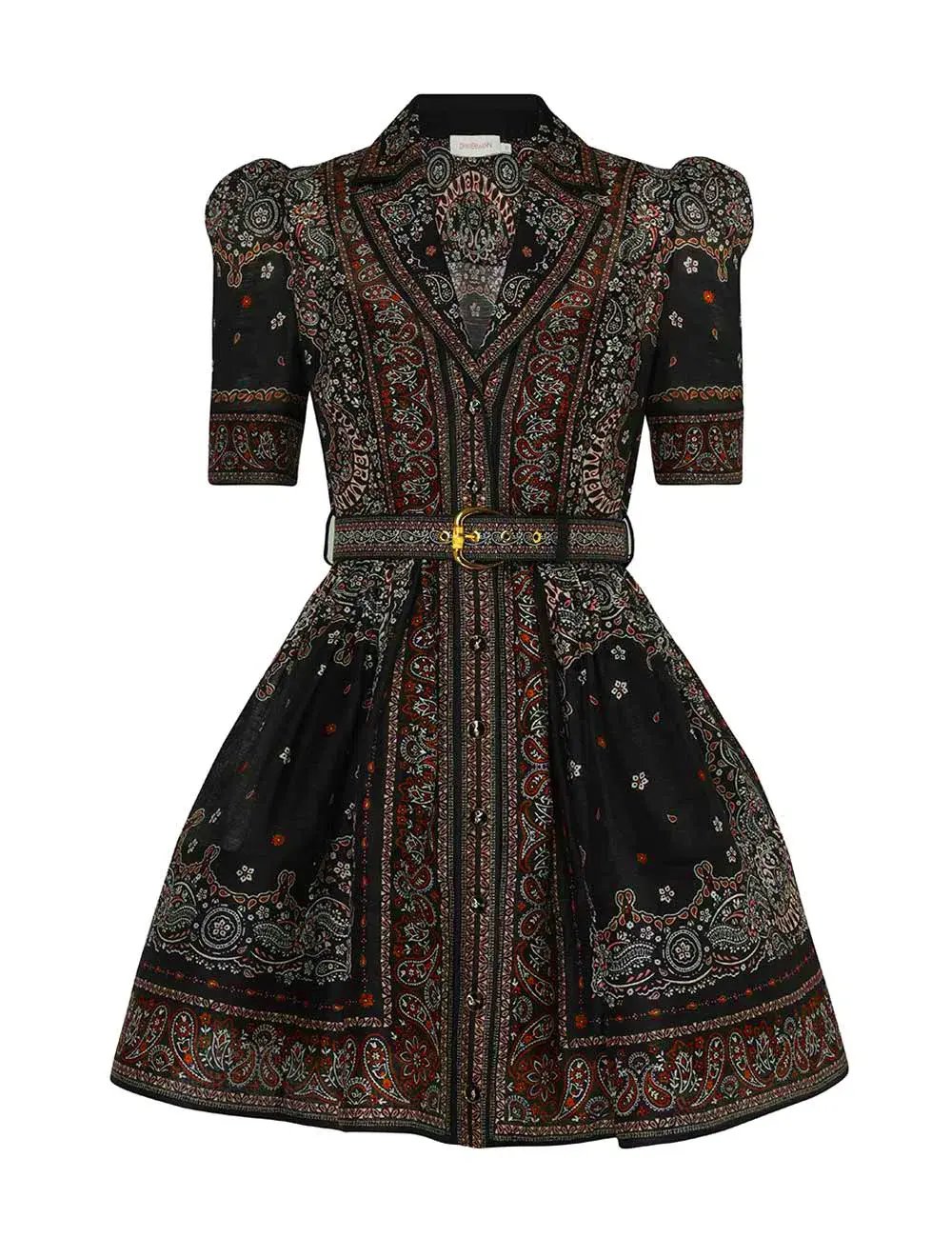 Zimmermann Matchmaker Mini Shirt Dress Black Bandana Size 0 / AU 8 photo 4
