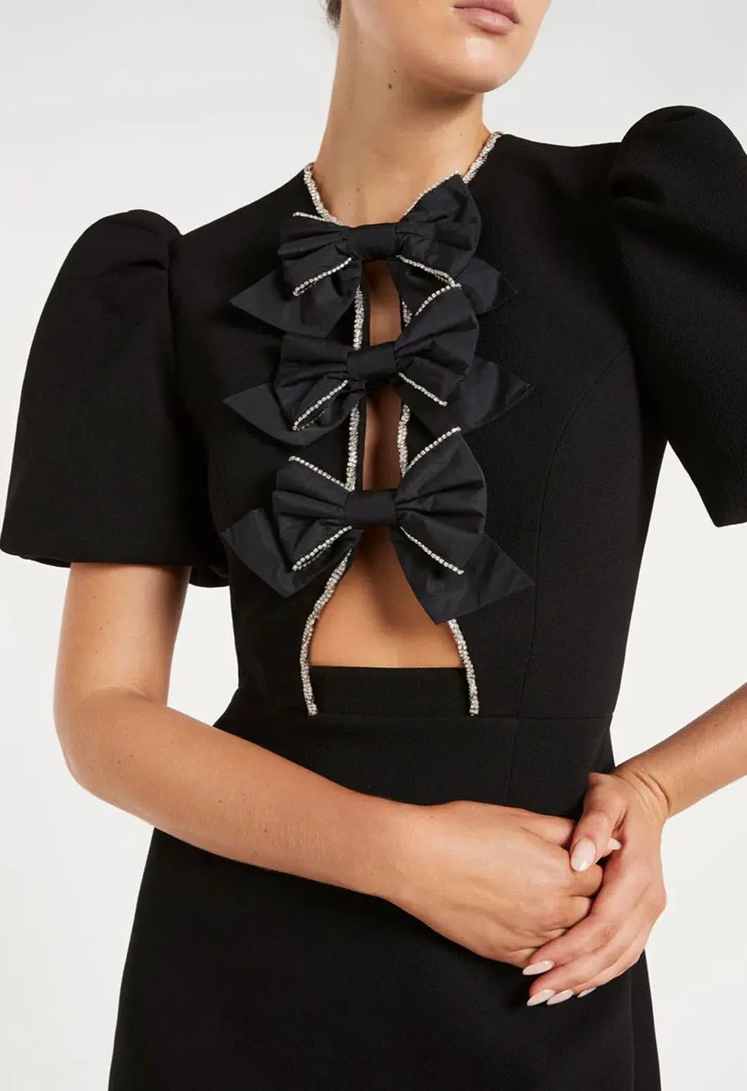Rebecca Vallance Katie Bow Tie Mini Dress Black Size 8 photo 2