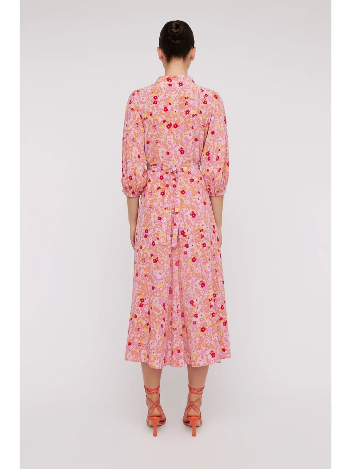 Scanlan Theodore Silk Daisy Floral Dress Peach Size AU 12 photo 3