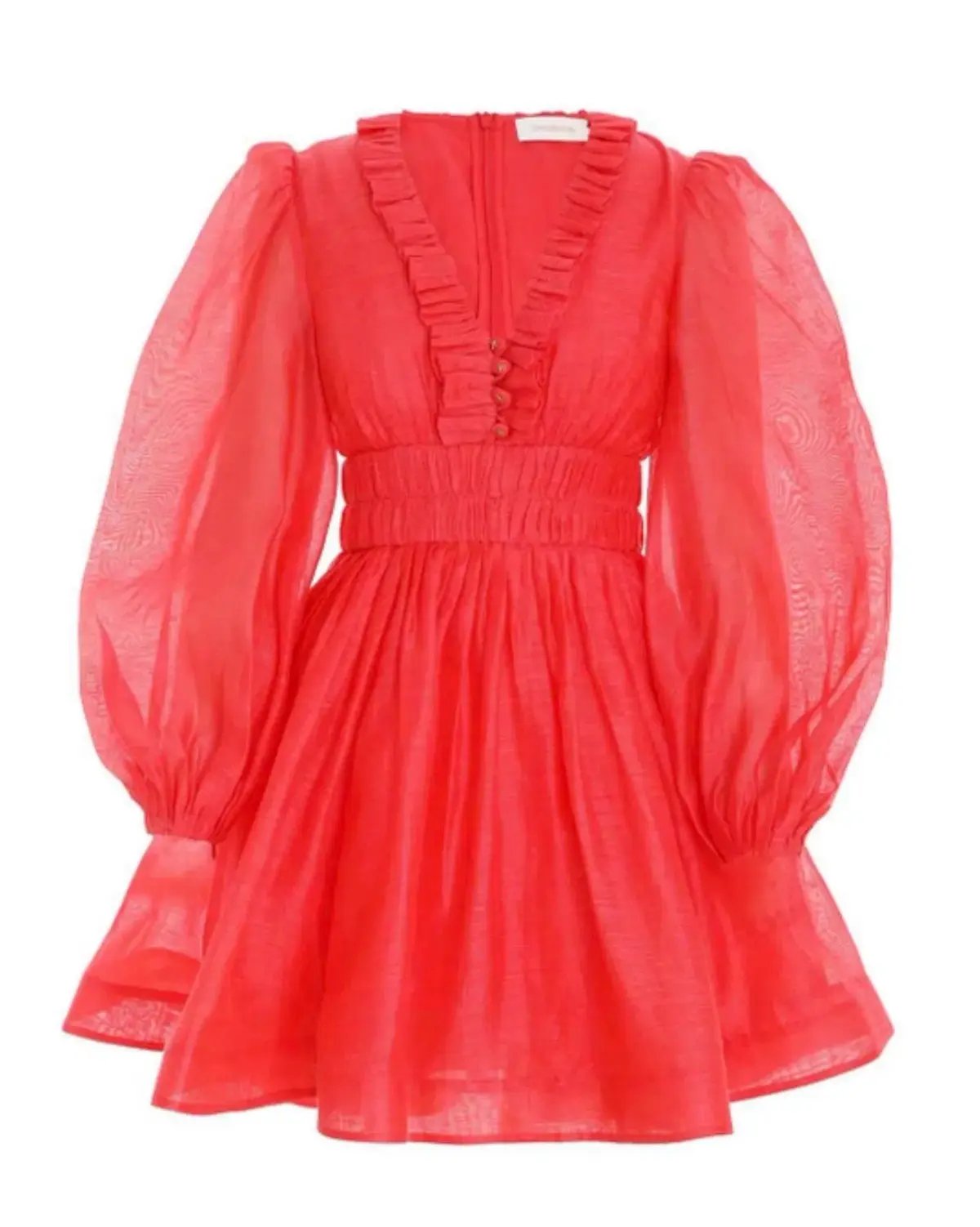 Zimmermann Prima Frill V Neck Mini Dress Tomato Size 8 photo 6