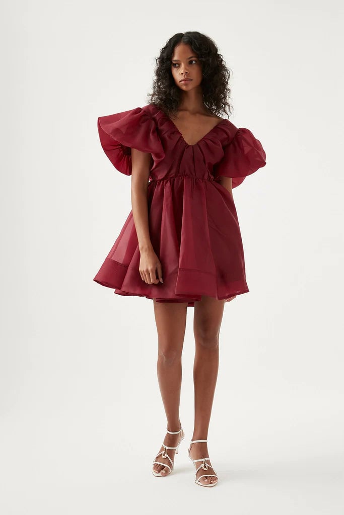 Aje Gretta Organza Mini Dress Burgundy photo 2