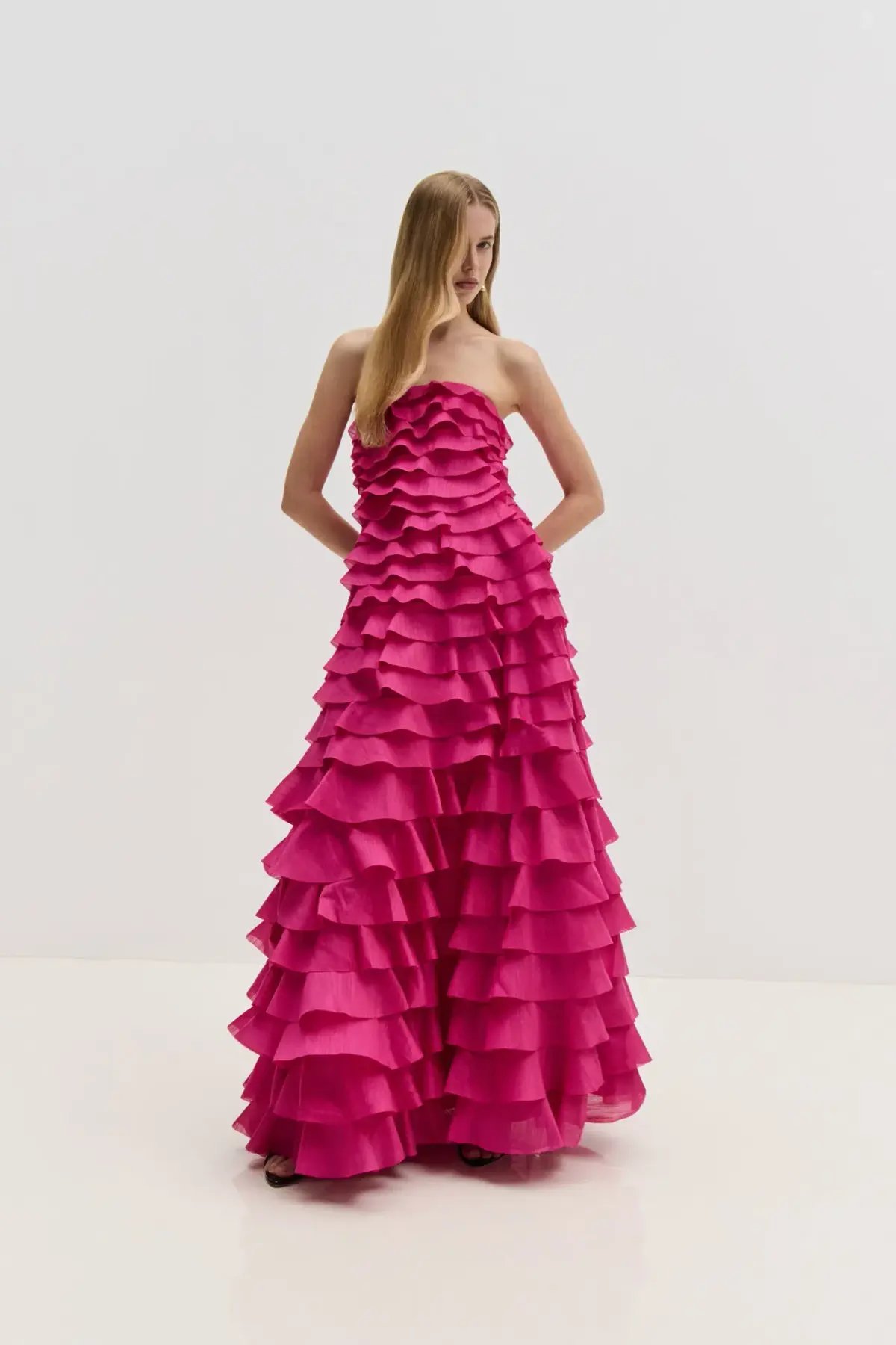 Aje Fleur Pleated Gown Pink Size 8 photo 4