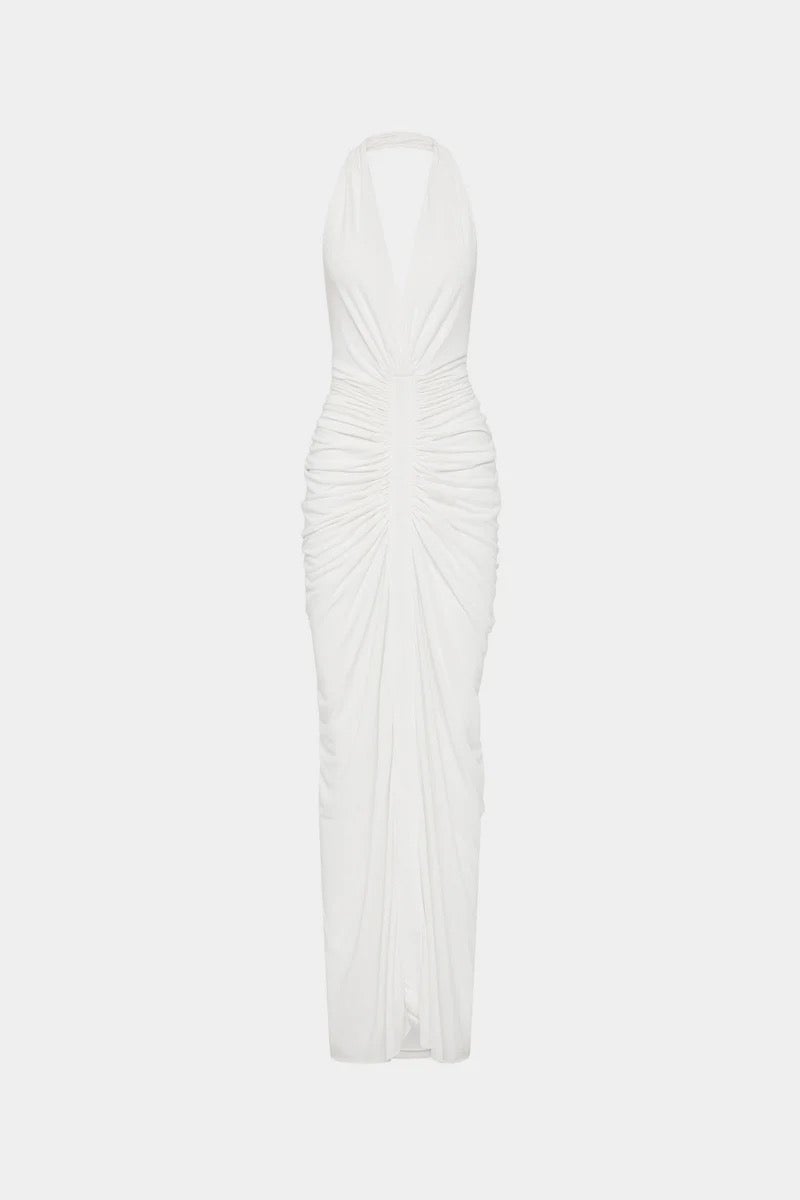 Misha Collection Venus Gathered Cupro Dress - Ivory photo 2