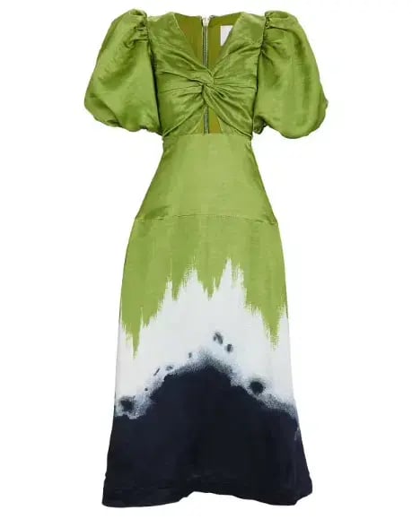 AJE Arcadian Puff Sleeve Knot Midi Dress Multi Size AU 6 photo 4