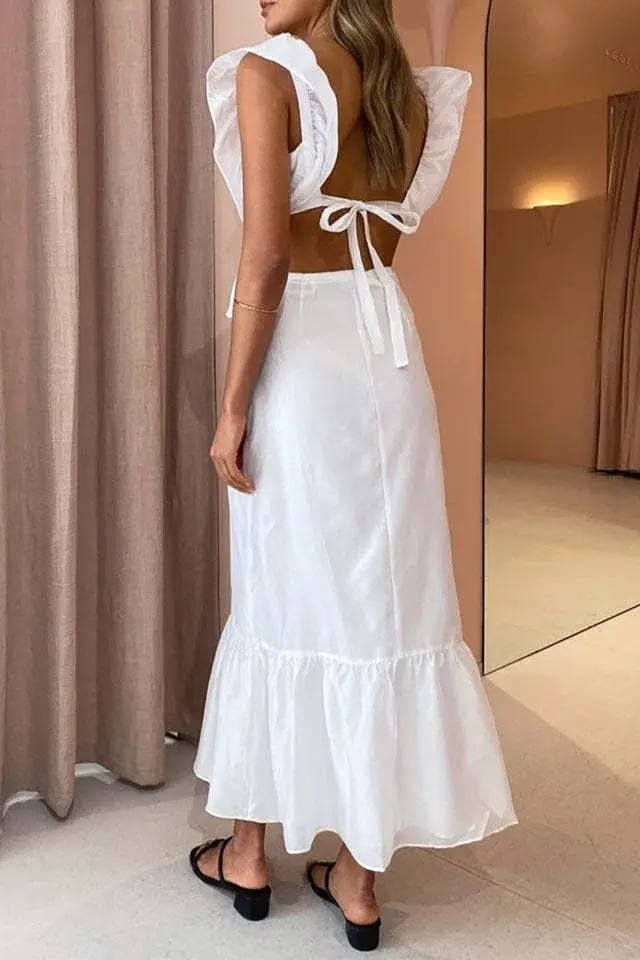 Sir the Label Franc Frill Midi Dress White Size AU 6 photo 2