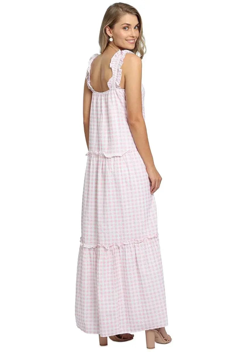 Charlie Holiday Lottie Maxi Dress Pink Gingham Size 8 photo 3