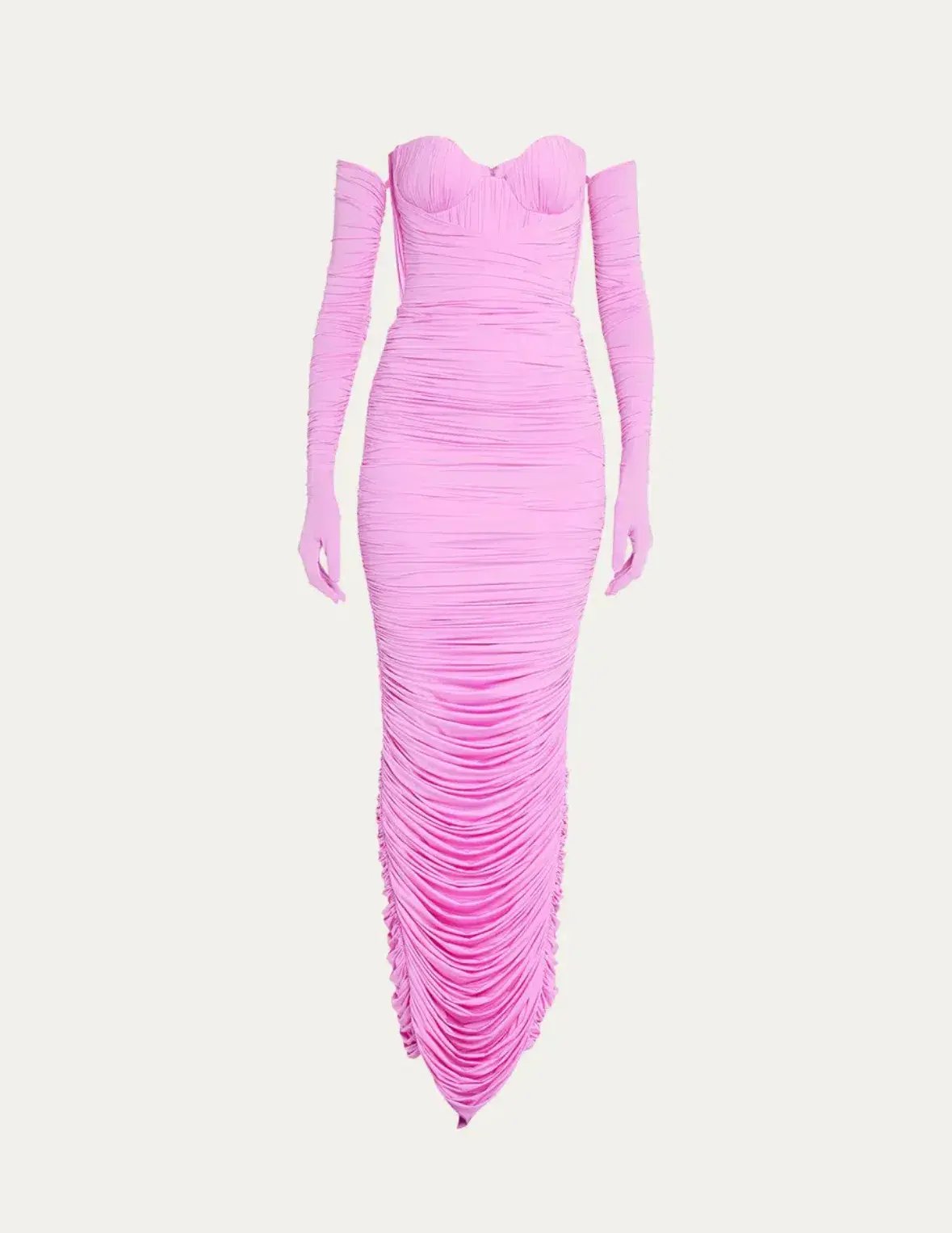 ALEX PERRY Prescott Lycra Ruched Cup Midi Dress with Gloves Pink AU 10 photo 2