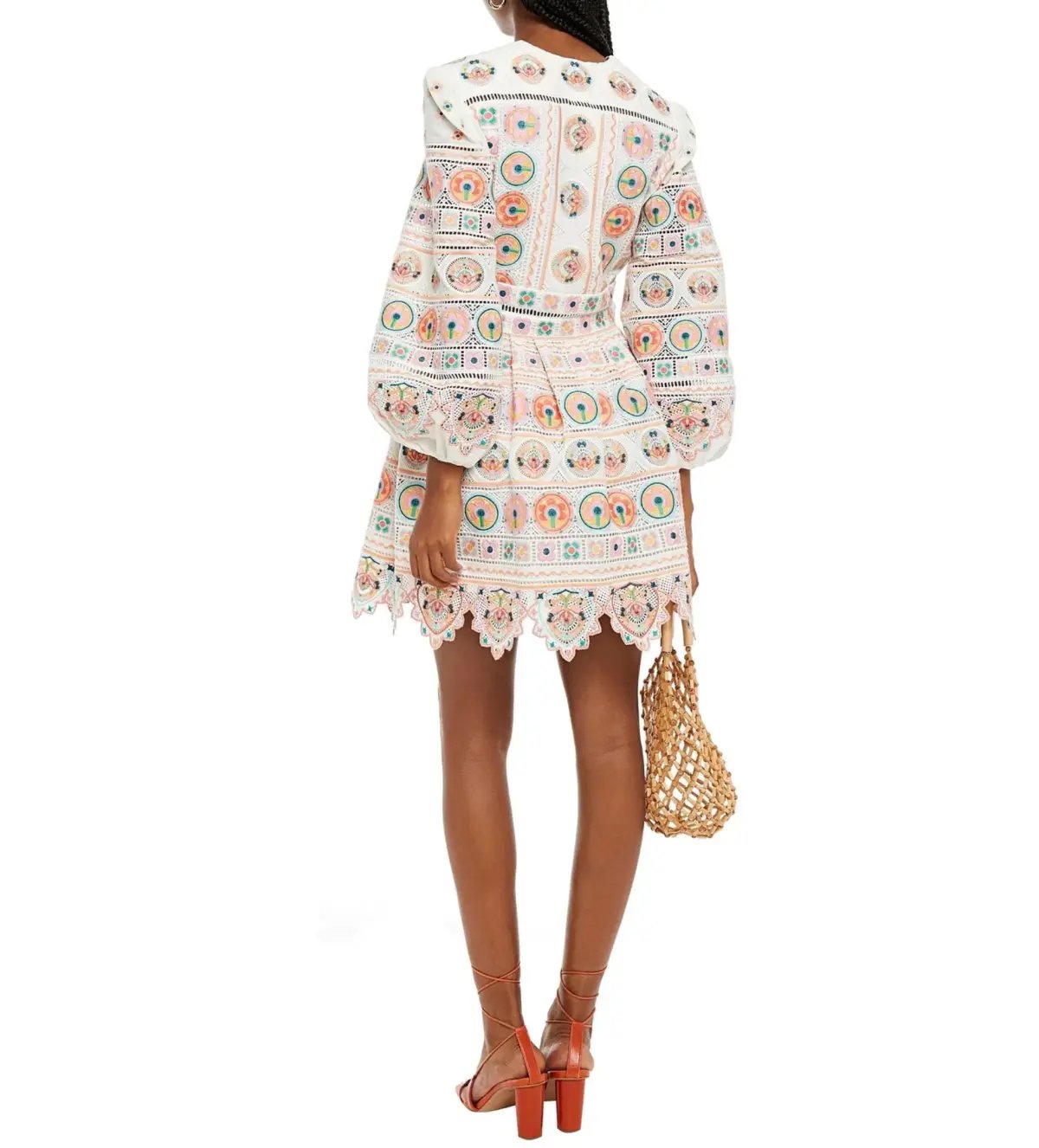 Zimmermann Brighton Plunge Embroidered Floral Mini Dress in Multi Size 0/ 8 AU photo 7