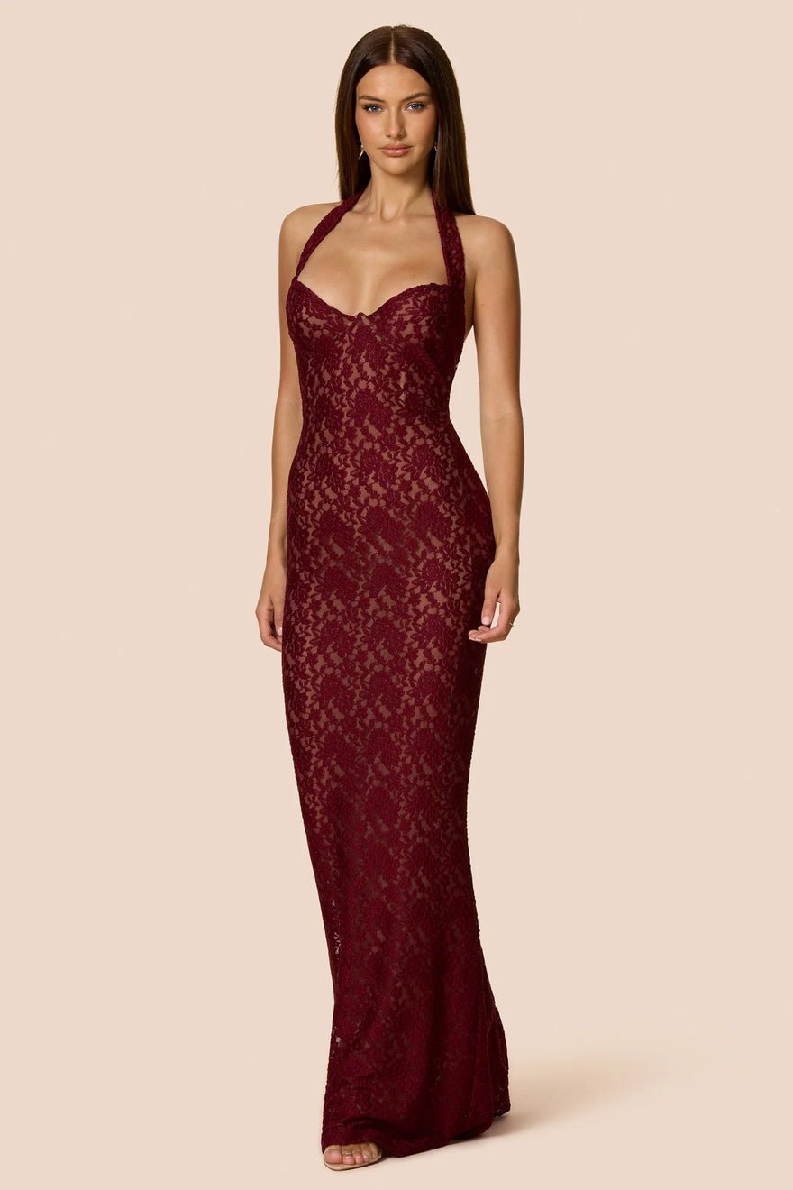 Nookie Mystique Halter Gown Dress - Wine photo 3