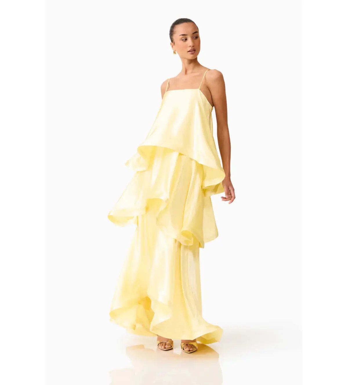 Elliatt Tilly Tiered Maxi Dress Butter Yellow Size M/AU 10 photo 4