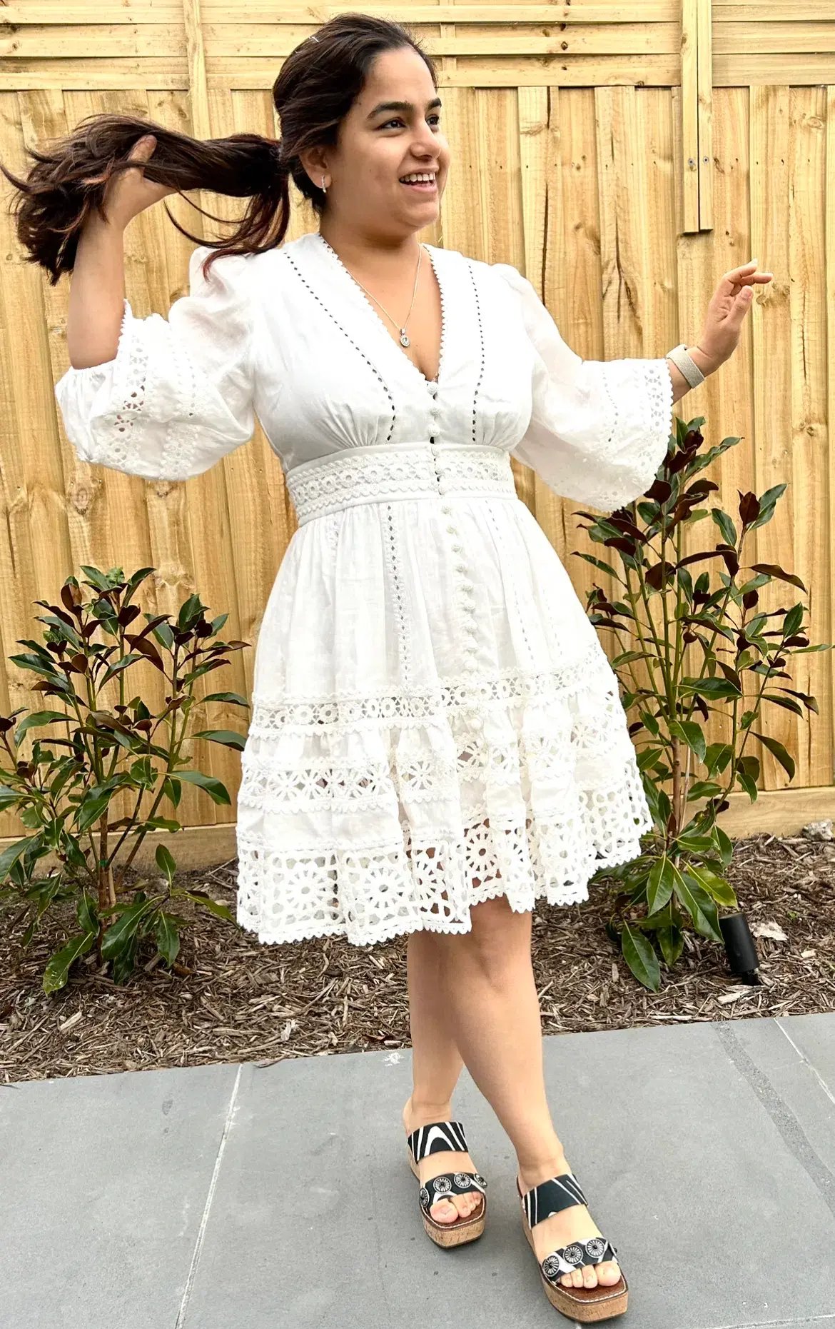 Zimmermann Devi Spliced Billow Mini Dress Ivory Size 3 / Au 14 photo 2