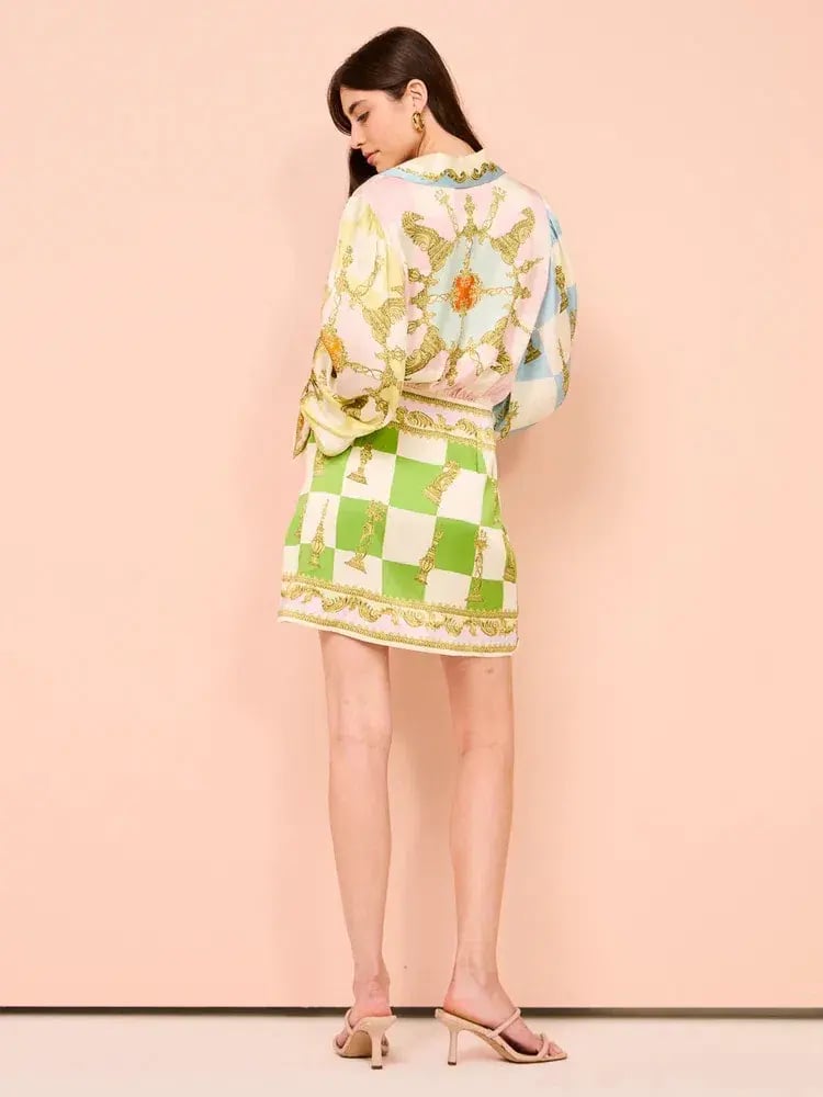 Alemais Checkmate Silk Mini Dress Multi Size AU 10 photo 3