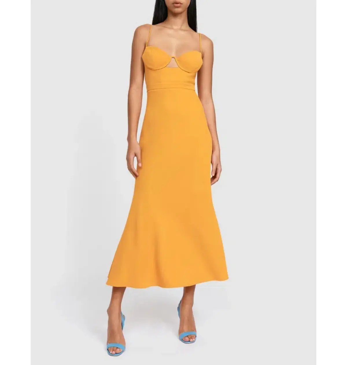 By Johnny Callia Wire Midi Dress In Apricot Orange Size AU 12 photo 7