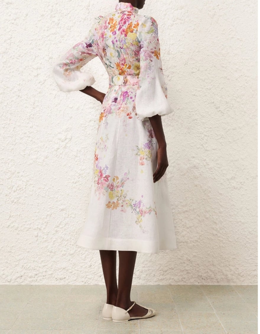 Zimmermann Natura Buttoned Midi Dress In Kaleidoscope Garden photo 2