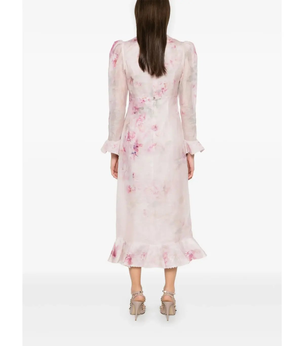 Zimmermann Crush Flower Midi Dress in Pink Floral Size 1 / AU 10 photo 4